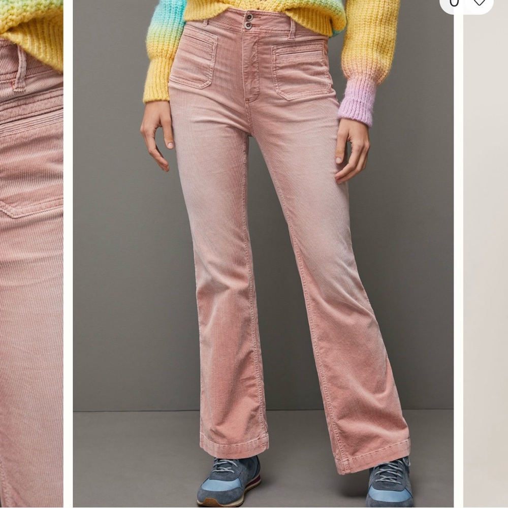 Anthropologie Pink Flare Pants